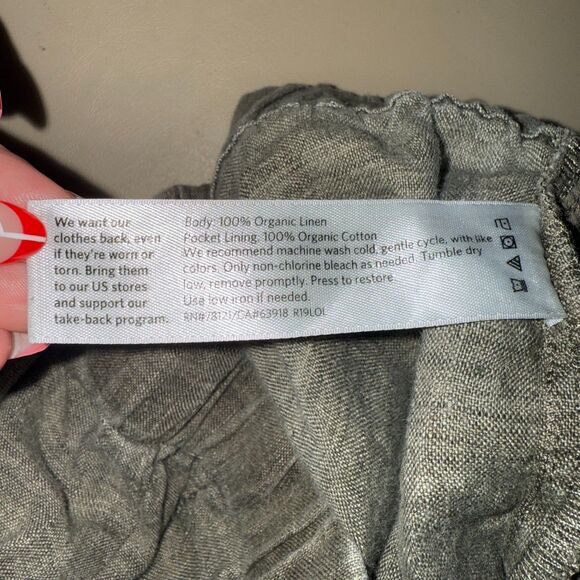 Eileen Fisher 100% Organic Linen Pull On Wide Leg Pant - Brown M - Picture 6 of 6